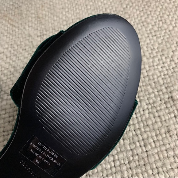 Charles David bow slipper sandals velvet green - Picture 7 of 14